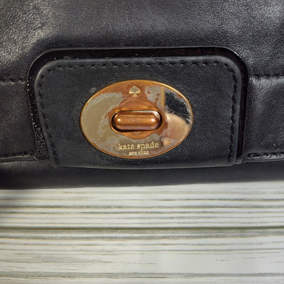 Kate Spade Small Black Leather Convertible Crossbody Handbag Purse Clutch - Picture 2 of 16